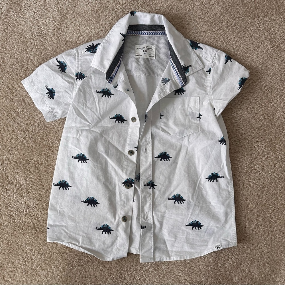 EUC Little Boys Sovereign Code Dino Print Button Down!